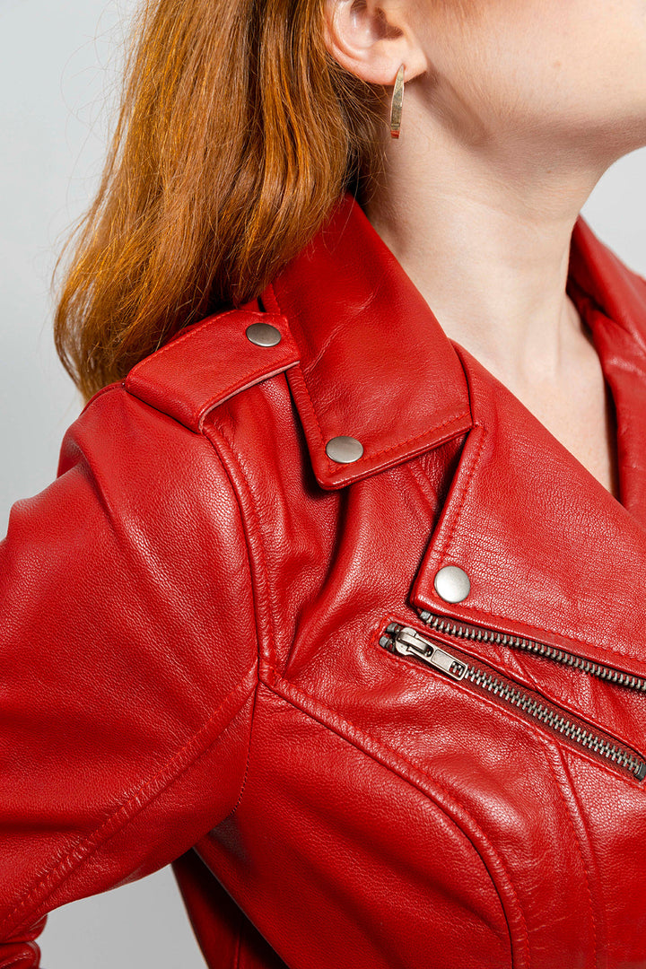 Abigail Women's Vintage Moto Leather Jacket Women's Leather Jacket