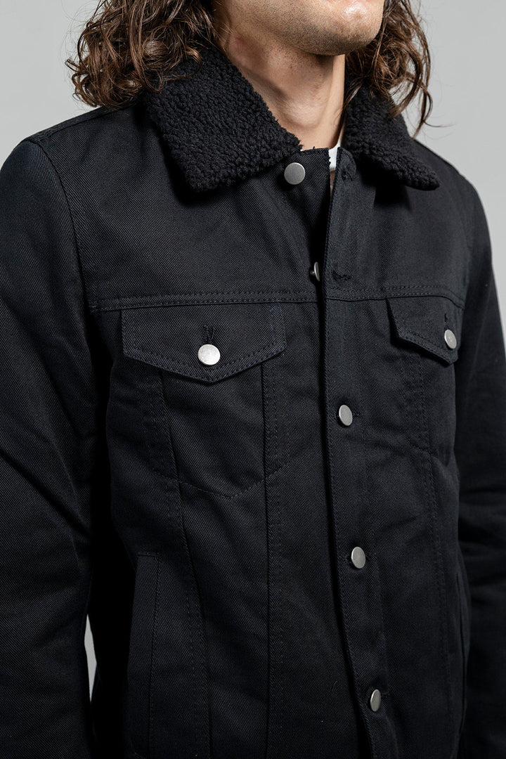 Cain Mens Faux Shearling Twill Jacket Men's Vegan Faux Twill Jacket Whet Blu NYC